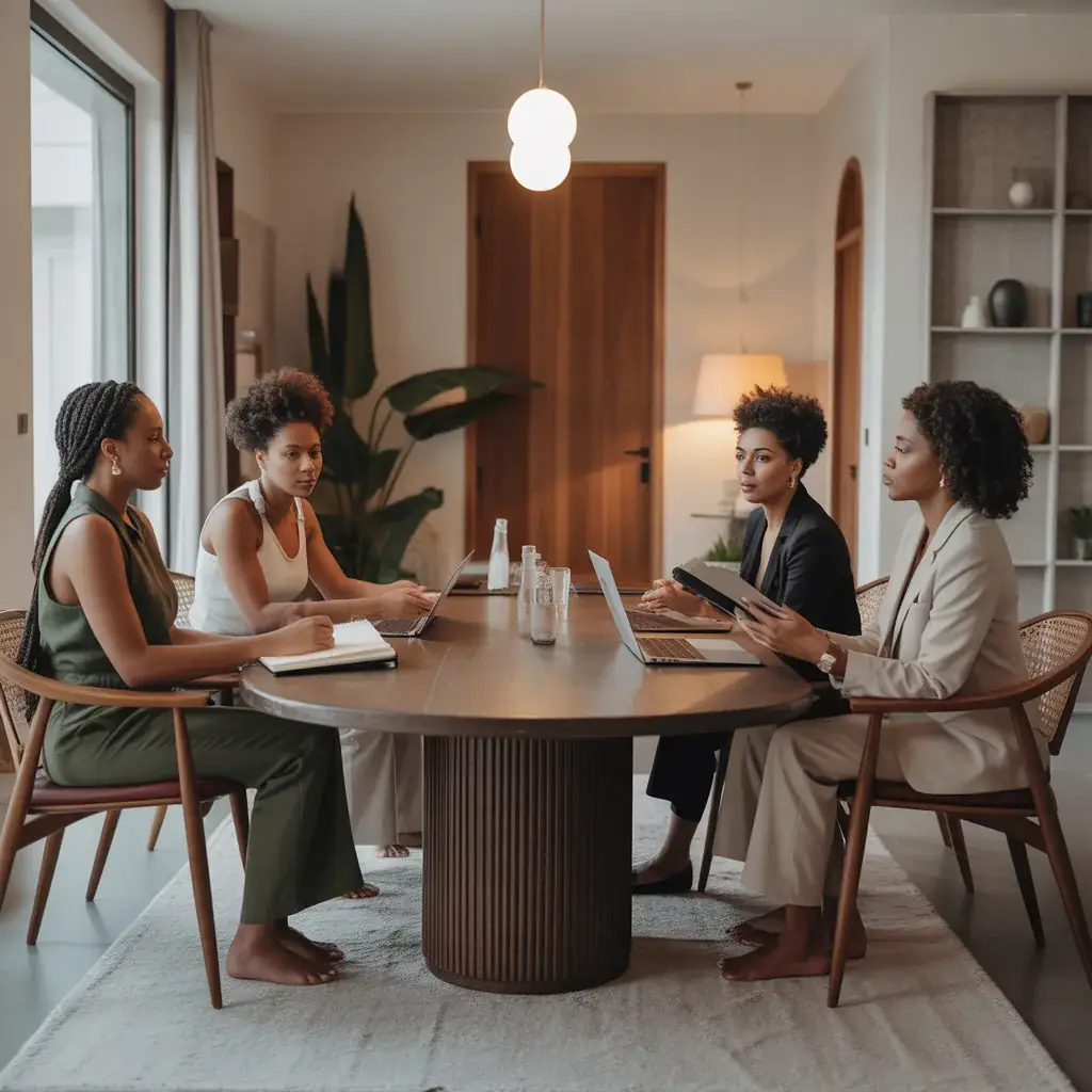 Women working in luxury space
